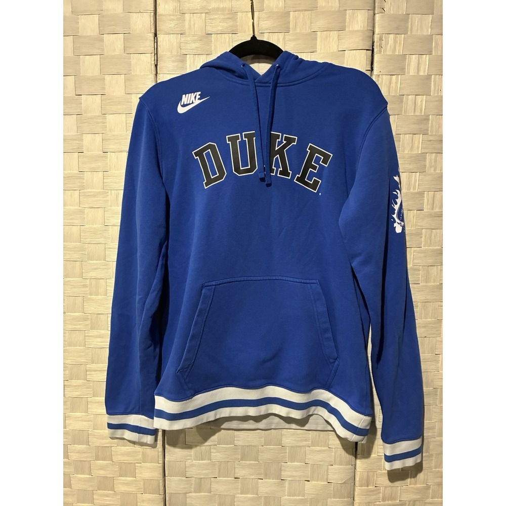 Nike Duke Blue Devils Mens M Blue Hoodie Pullover Sweatshirt Varsity Striped